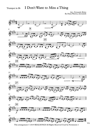 I Don't Want To Miss A Thing (arr. Fernando Britto)