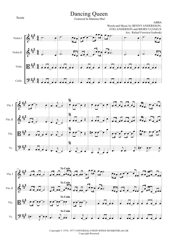 Dancing Queen (arr. Rafael Ferreira Graboski)