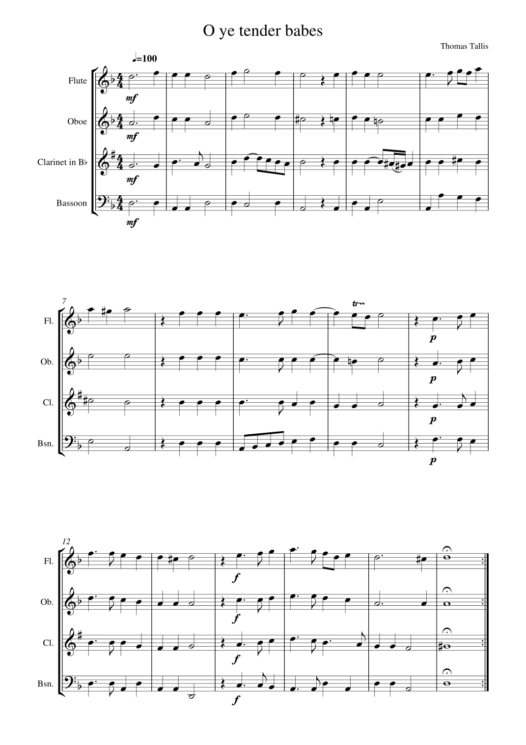 O ye tender babes (arr. Alex Tinlin)