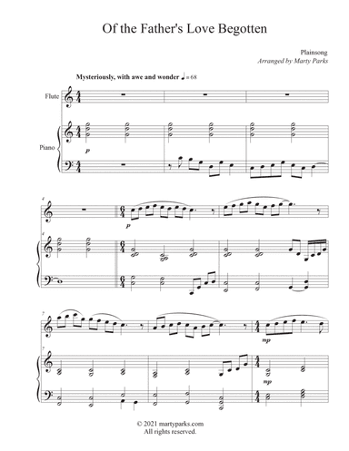 Of The Father's Love Begotten (Flute-Piano) (arr. Marty Parks)