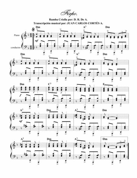 Firpo. Rumba Criolla por Autor Desconocido (Anónimo) (arr. Juan Carlos Cortés A.)