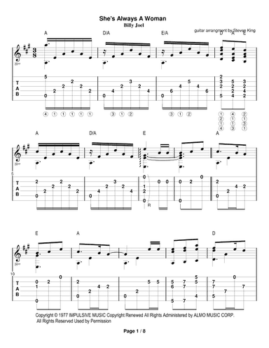 She's Always A Woman (arr. Steven King)