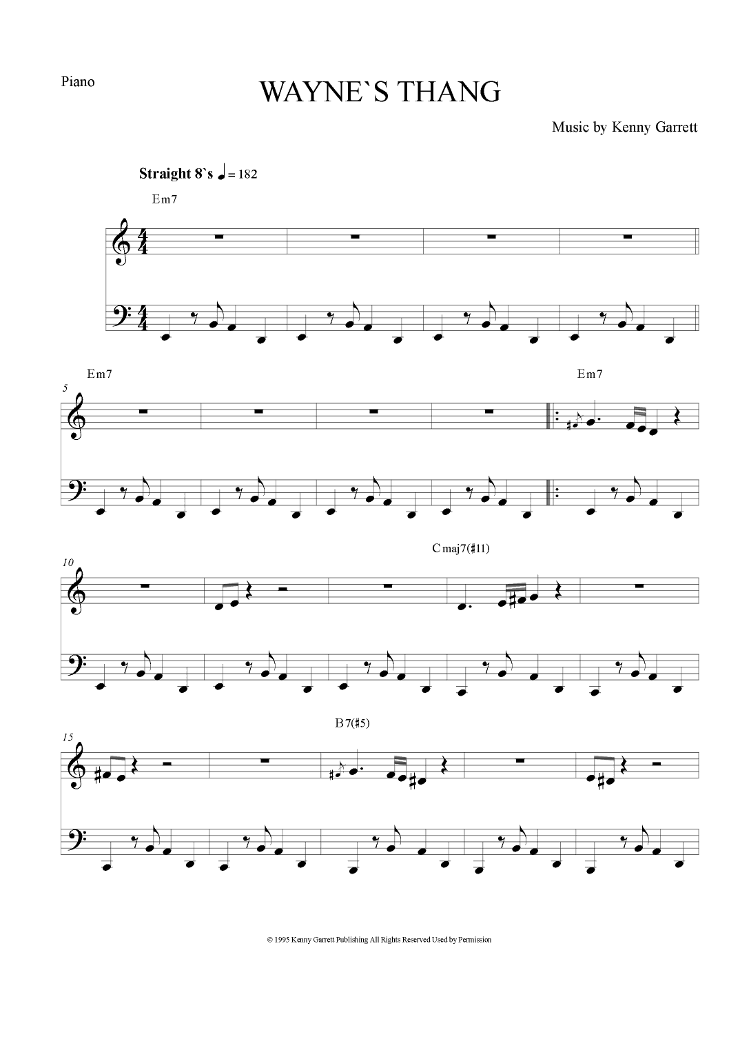 Wayne's Thang (arr. The Sheet Music Library)