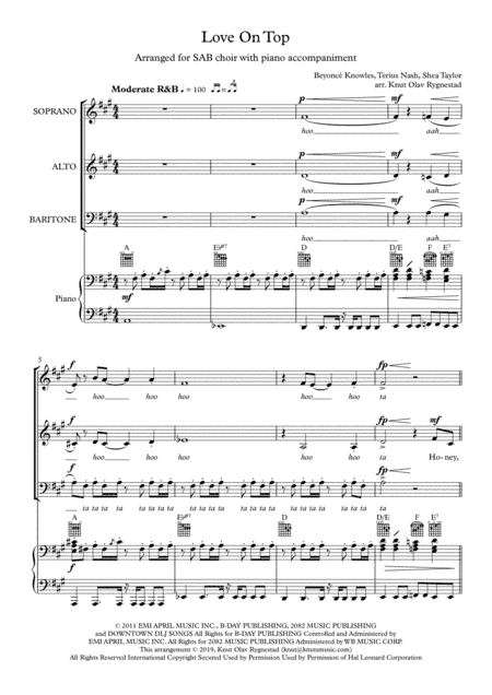 Love On Top (arr. Knut Olav Rygnestad)