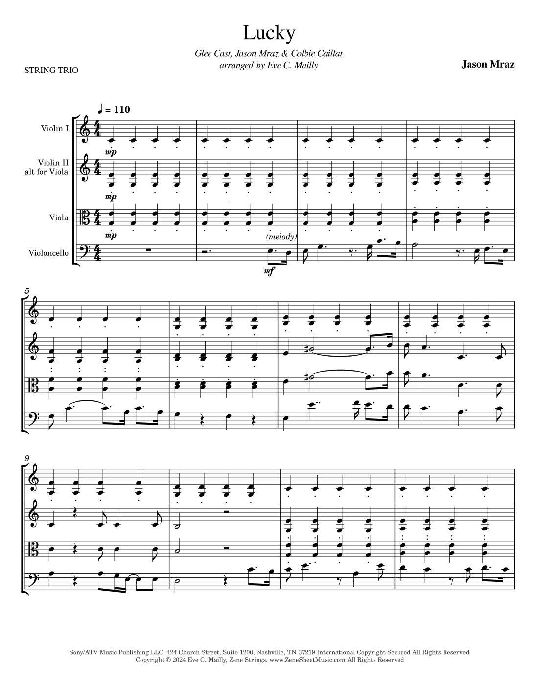 Lucky (arr. Eve C. Mailly - Zene Strings)
