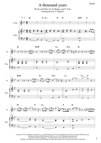 A Thousand Years (arr. Stefano Pagotto)