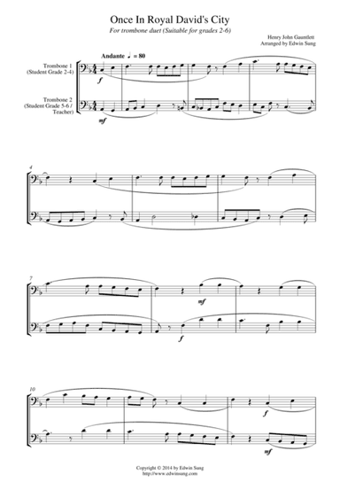 Once In Royal David’s City (for trombone duet, suitable for grades 2-6) (arr. Edwin Sung)