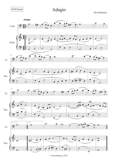 Adagio à la Corelli for Cello and Piano