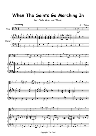 When The Saints Go Marching In for Solo Viola and Piano