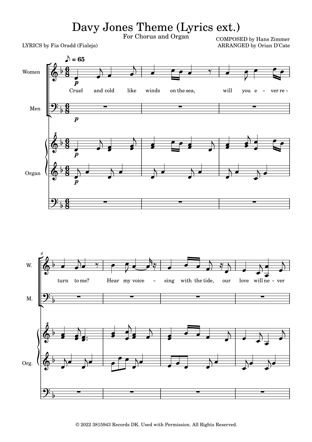 Davy Jones (arr. Orian D'Cate)