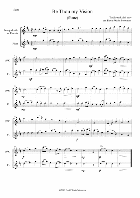 Be Thou my vision (Slane) for penny whistle (or piccolo) and flute (arr. David Warin Solomons)
