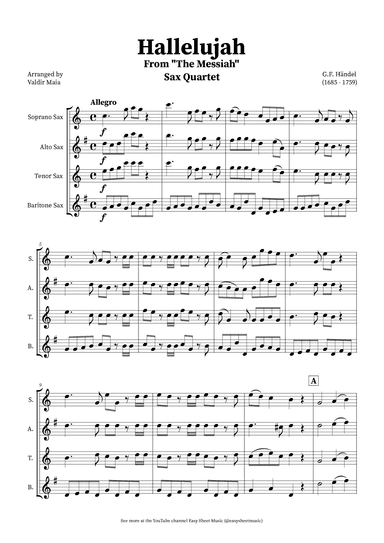 Hallelujah Chorus from Messiah - Sax Quartet (arr. Valdir Maia)