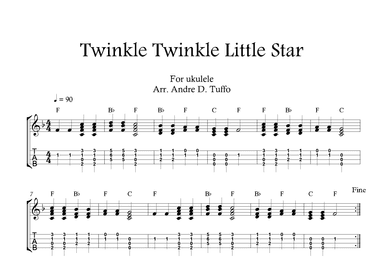 Twinkle, Twinkle Little Star UKULELE SOLO. ( Mozart ) BEGINNER (arr. Andre D Tuffo)
