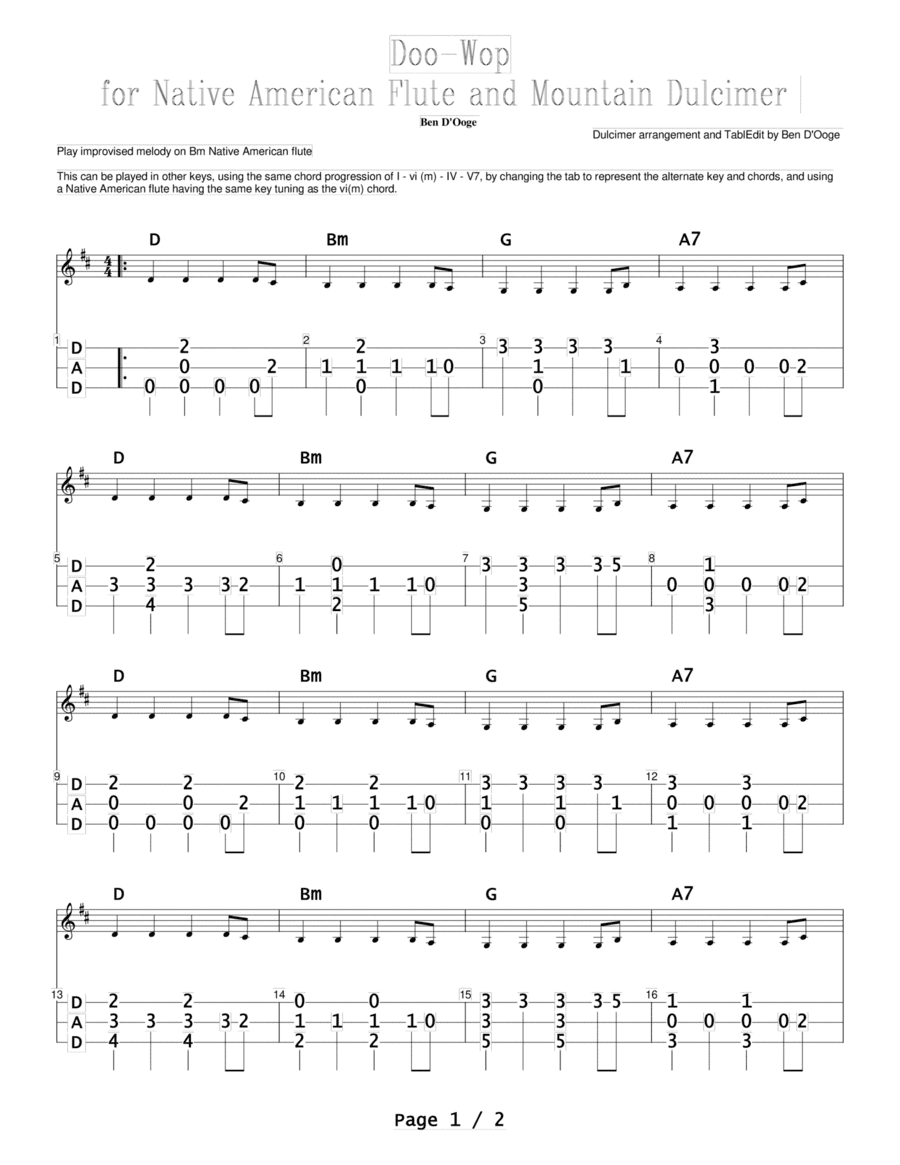 Doo-Wop For Native American Flute and Mountain Dulcimer