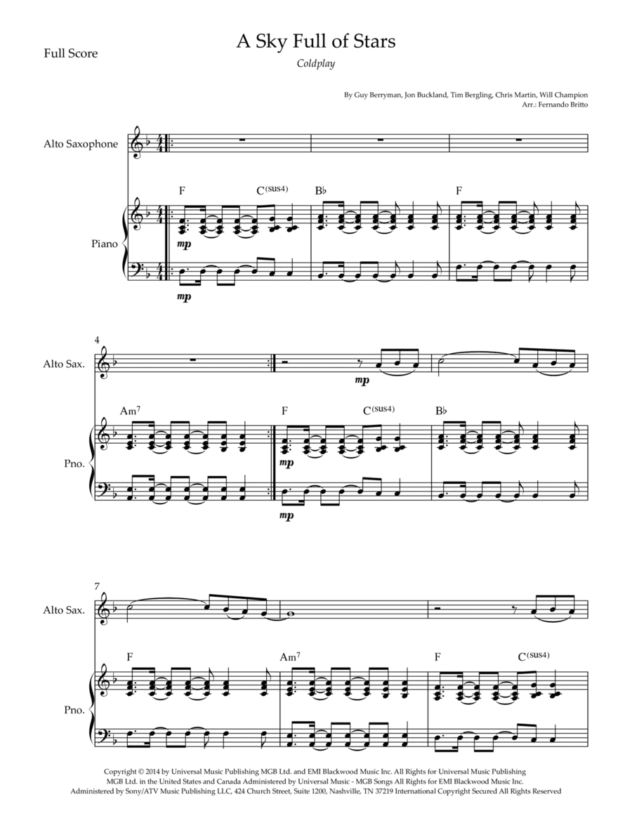 A Sky Full Of Stars (arr. Fernando Britto)