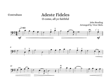 Adeste Fideles (O Come, All Ye Faithful) - contrabass (arr. Vitor Melo)