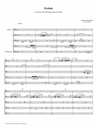 Prelude 24 from Well-Tempered Clavier, Book 2 (Bassoon Quintet) (arr. Richard Byrnes)