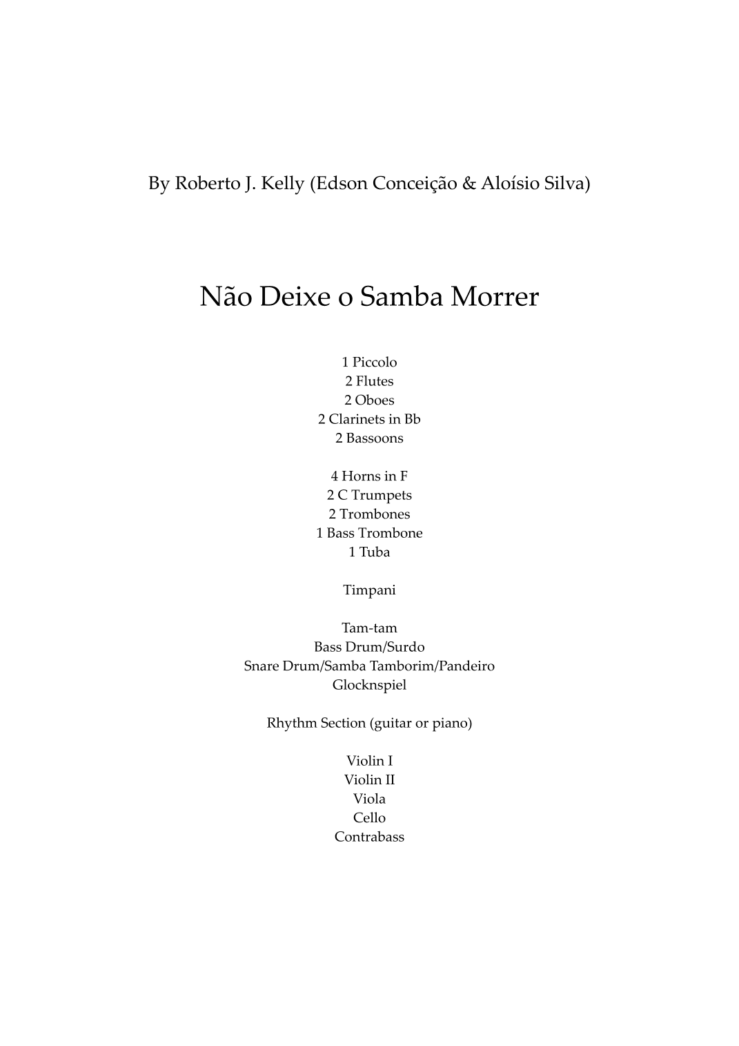 Nao Deixe O Samba Morrer (arr. Lipe Portinho)