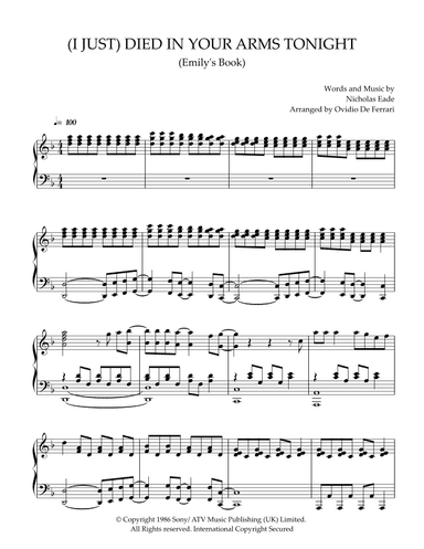 Tonight, I Died (in Your Arms) (arr. Ovidio De Ferrari)