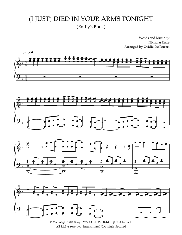 Tonight, I Died (in Your Arms) (arr. Ovidio De Ferrari)