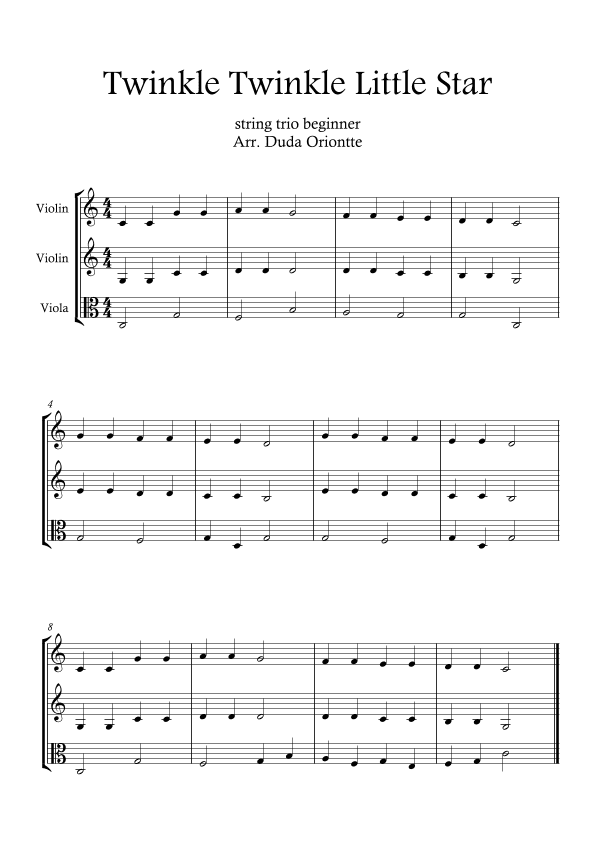 Twinkle Twinkle Little Star (For BEGINNER and kids)  (String trio) (arr. Duda Oriontte)