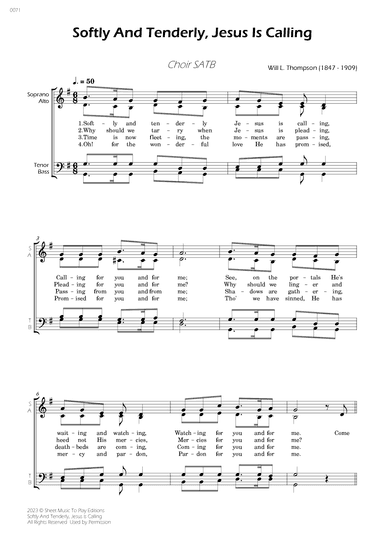 Softly And Tenderly - Choir SATB (arr. César Madeira)