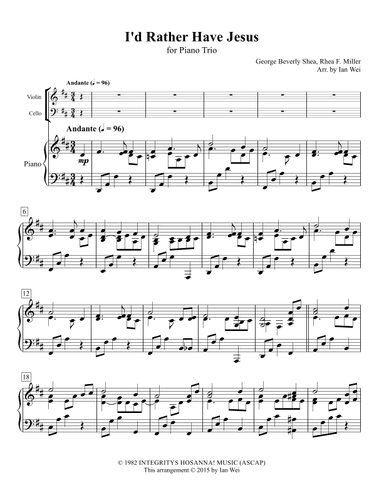 I'd Rather Have Jesus (arr. Ian Wei)