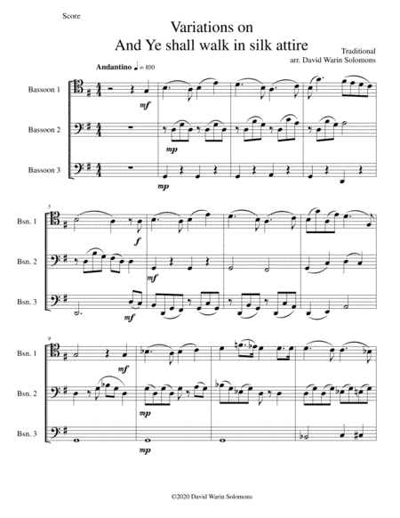 Variations on And ye shall walk in silk attire for bassoon trio (arr. David Warin Solomons)