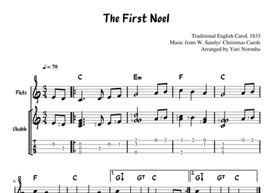 The First Noel - For Flute and Ukulele (Easy Christmas Carol) (arr. Yuri Noronha)