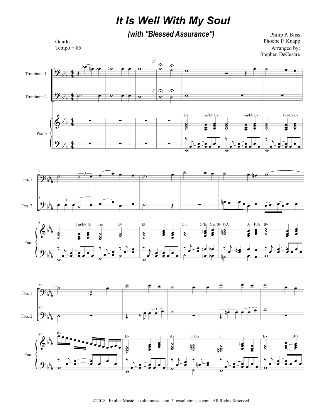 It Is Well With My Soul (with "Blessed Assurance") (Trombone Duet) (arr. Stephen DeCesare)