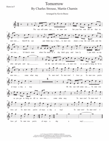 Tomorrow (arr. Kevin Busse)