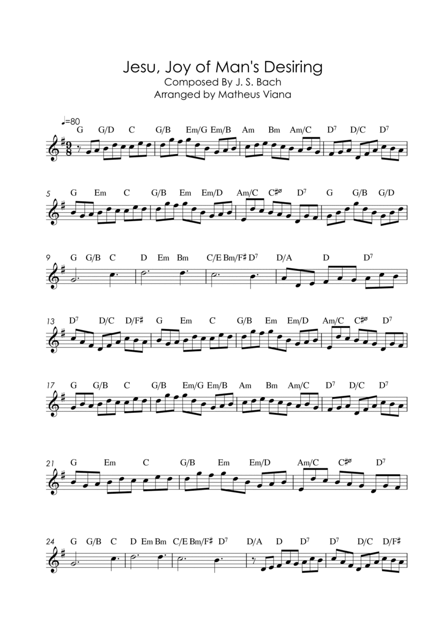 Jesu, Joy of Man's Desiring - J. S. Bach (LeadSheet) (arr. Matheus Viana)