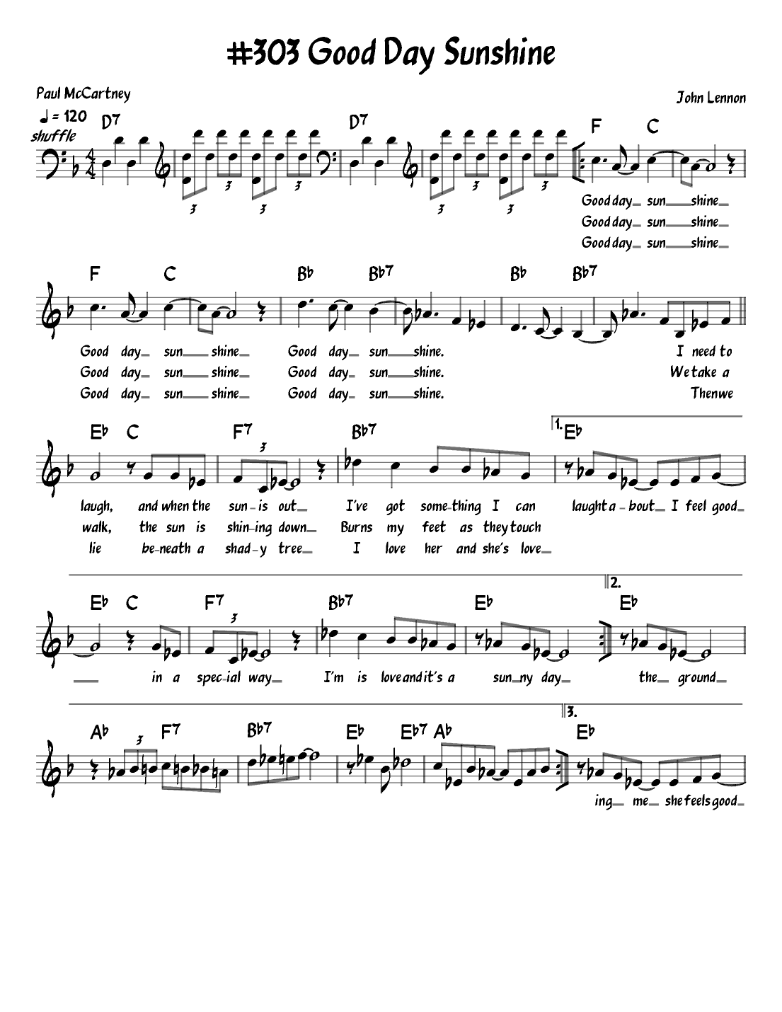 Good Day Sunshine (arr. John Fries)