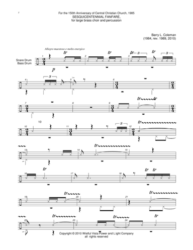 Sesquicentennial snare drum and bass drum
