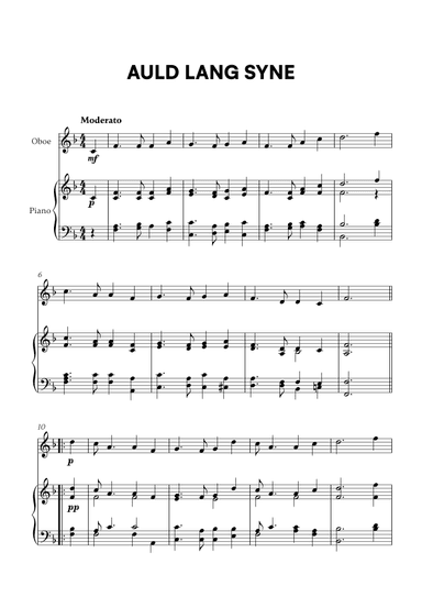 Auld Lang Syne (for Oboe and Piano) (arr. Cadenza Editions)
