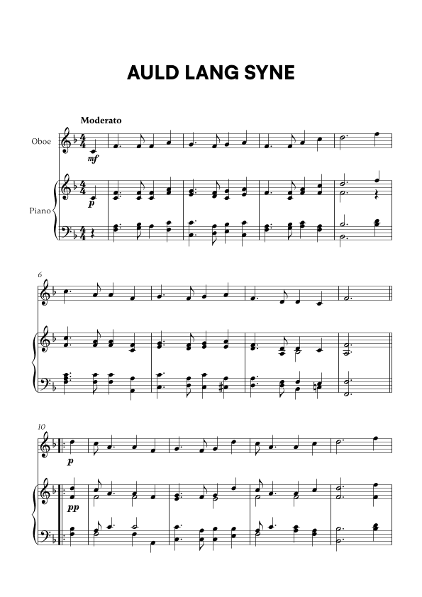 Auld Lang Syne (for Oboe and Piano) (arr. Cadenza Editions)