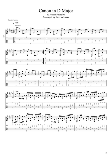 Pachelbel - Canon in D - Guitar fingerstyle (arr. Razvan Lazea)