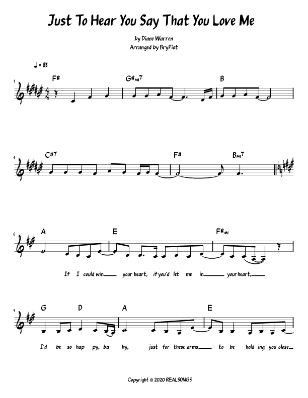 Just To Hear You Say That You Love Me (arr. BryPiot)