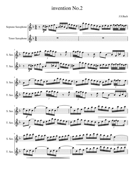 J.S.Bach Invention No.2 for soprano saxophone and tenor saxophone (arr. Kin Leung)