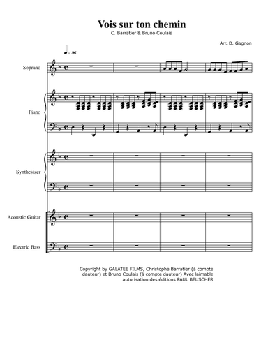 Vois Sur Ton Chemin - Score Only (arr. D. Gagnon)