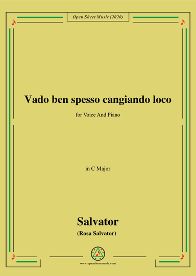 Rosa-Vado ben spesso cangiando loco,in C Major,for Voice and Piano (arr. MSM)