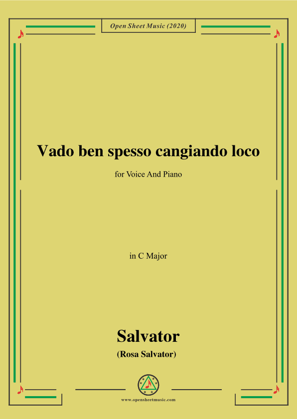 Rosa-Vado ben spesso cangiando loco,in C Major,for Voice and Piano (arr. MSM)