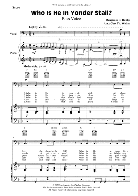 Who Is He In Yonder Stall? (arr. Gert Th. Walter)