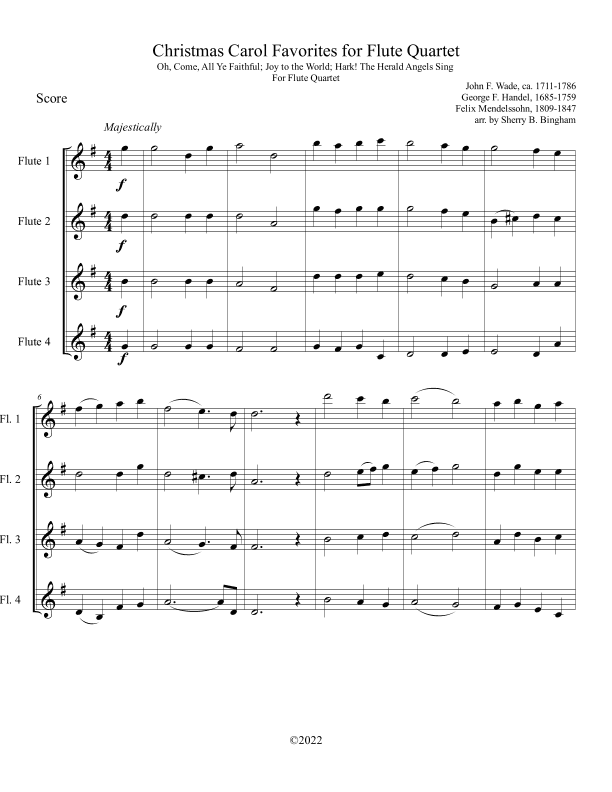 Christmas Carol Favorites for Flute Quartet (arr. Sherry B. Bingham)
