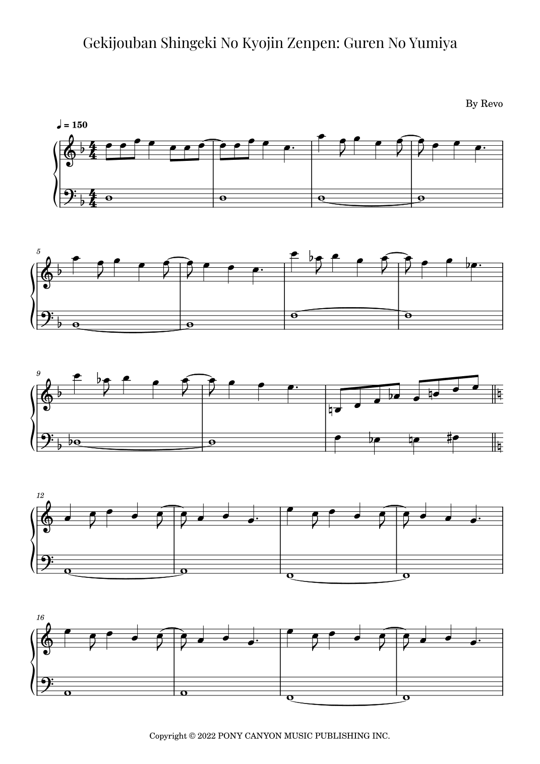 Gekijouban Shingeki No Kyojin Zenpen: Guren No Yumiya (arr. Roger da Luz)