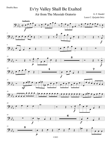 Ev'ry Valley Shall Be Exalted, from The Messiah. Solo bassoon and strings. Score & parts. (arr. Laura C. Quijada Ortíz)