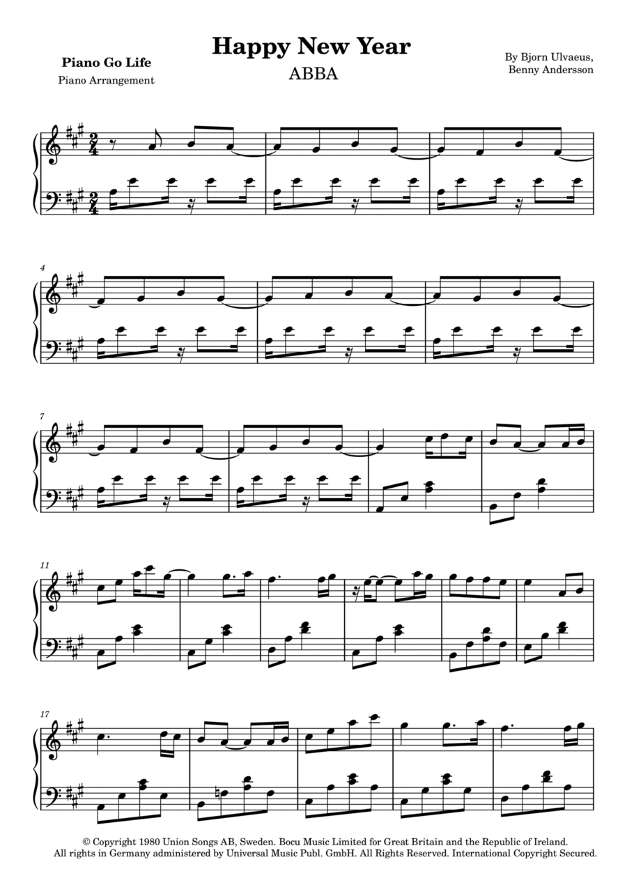 Happy New Year (arr. Piano Go Life)