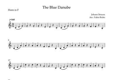 The Blue Danube (Waltz by Johann Strauss) for Horn in F Solo (arr. Fabio Britto)