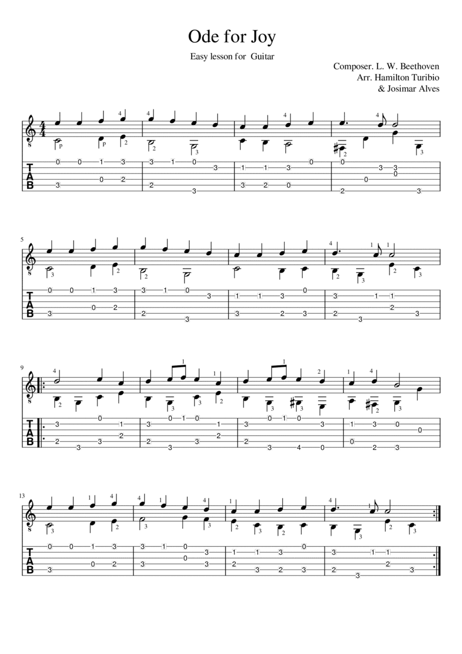 Ode for Joy easy lesson (arr. Josimar Alves Fonseca)