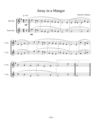 Away in a Manger ( alto and tenor sax duet) (arr. B C Dockery)